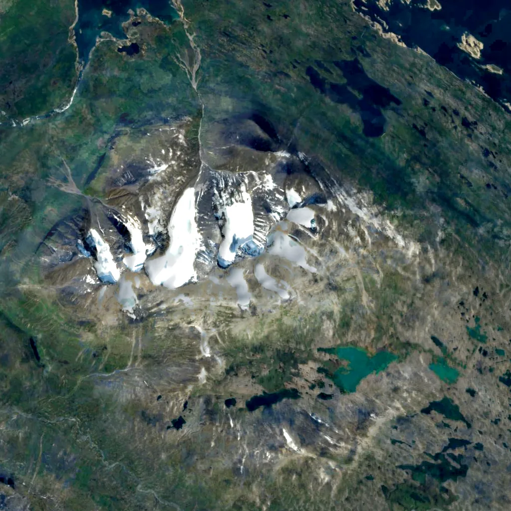 Áhkká seen from above (Sentinel-2)