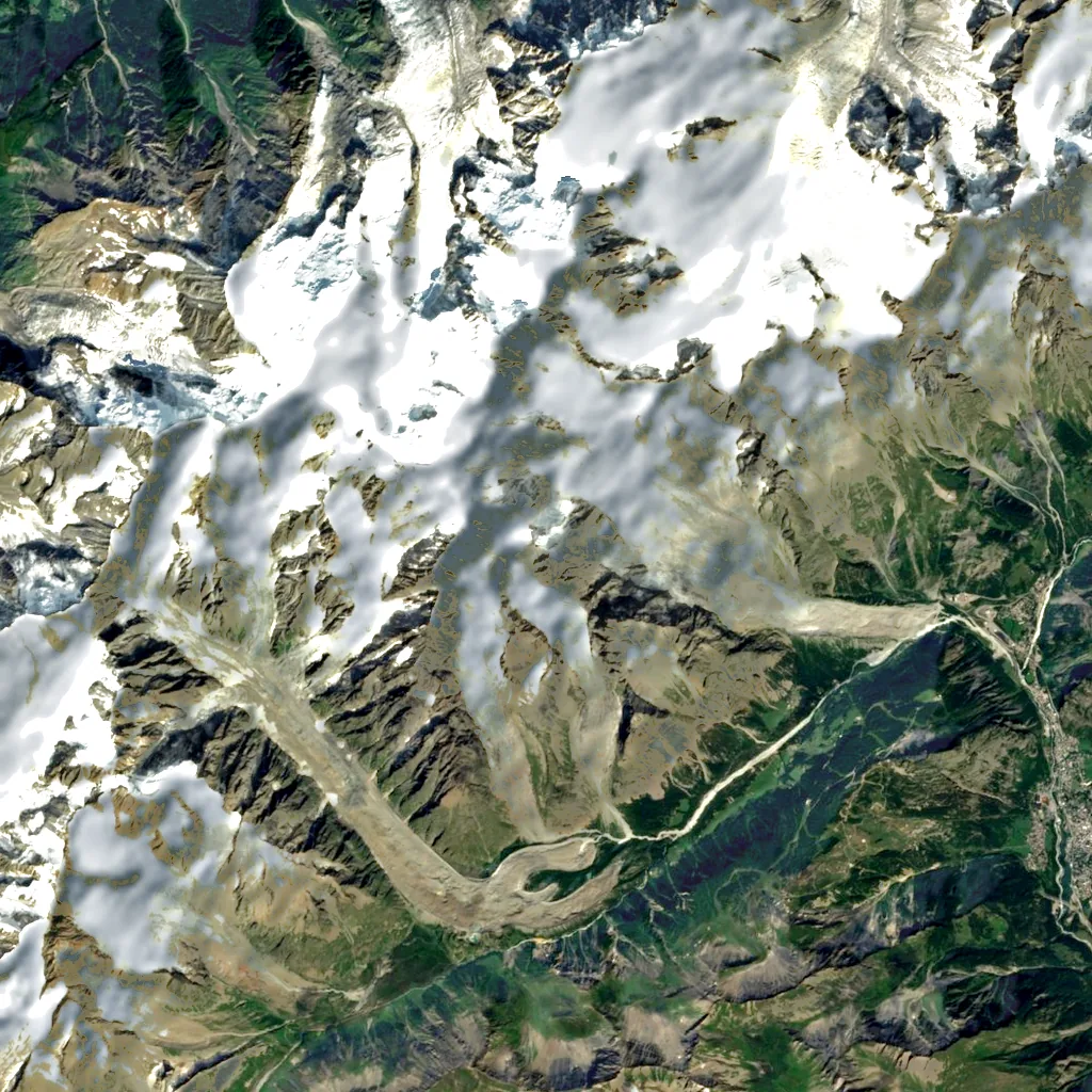 Aiguille Blanche de Peuterey seen from above (Sentinel-2)