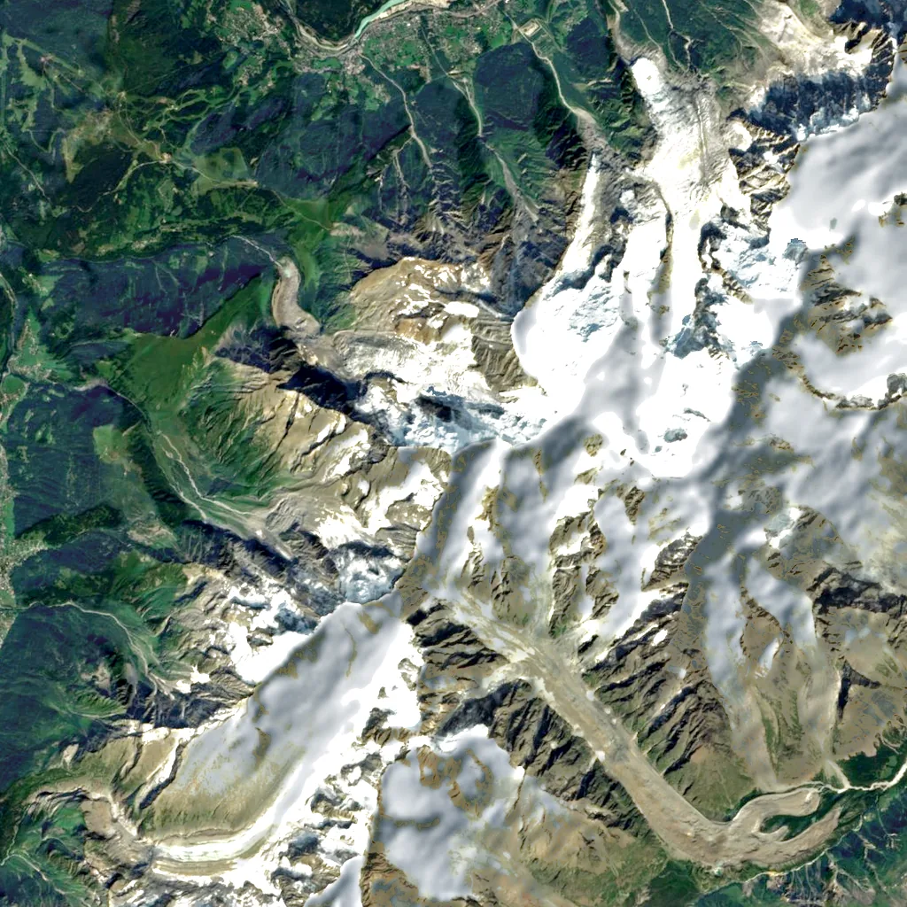 Aiguille de Bionnassay seen from above (Sentinel-2)