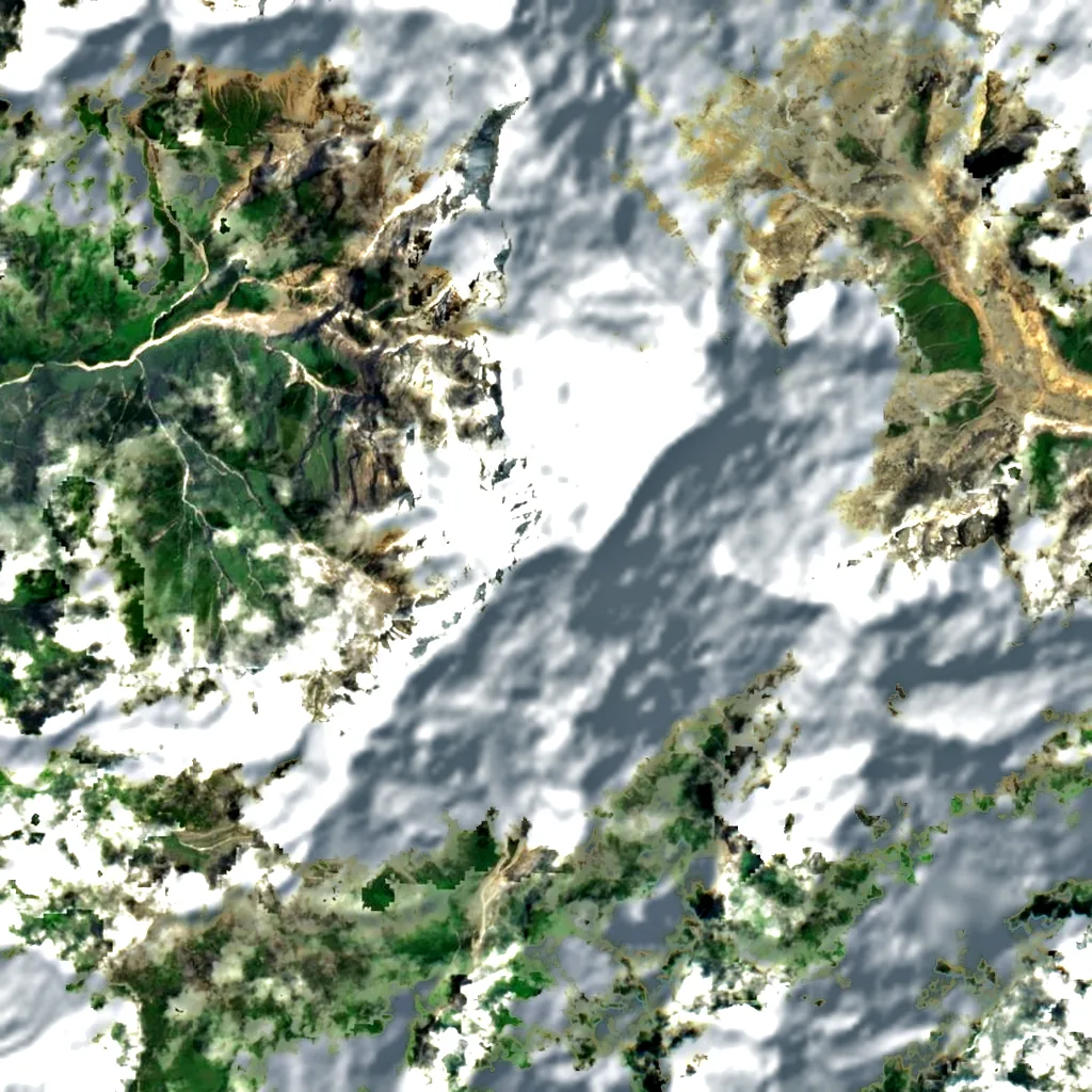 Annapurna South seen from above (Sentinel-2)