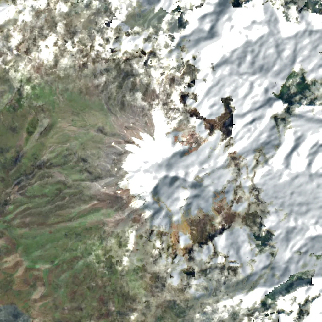 Antisana volcano seen from above (Sentinel-2)