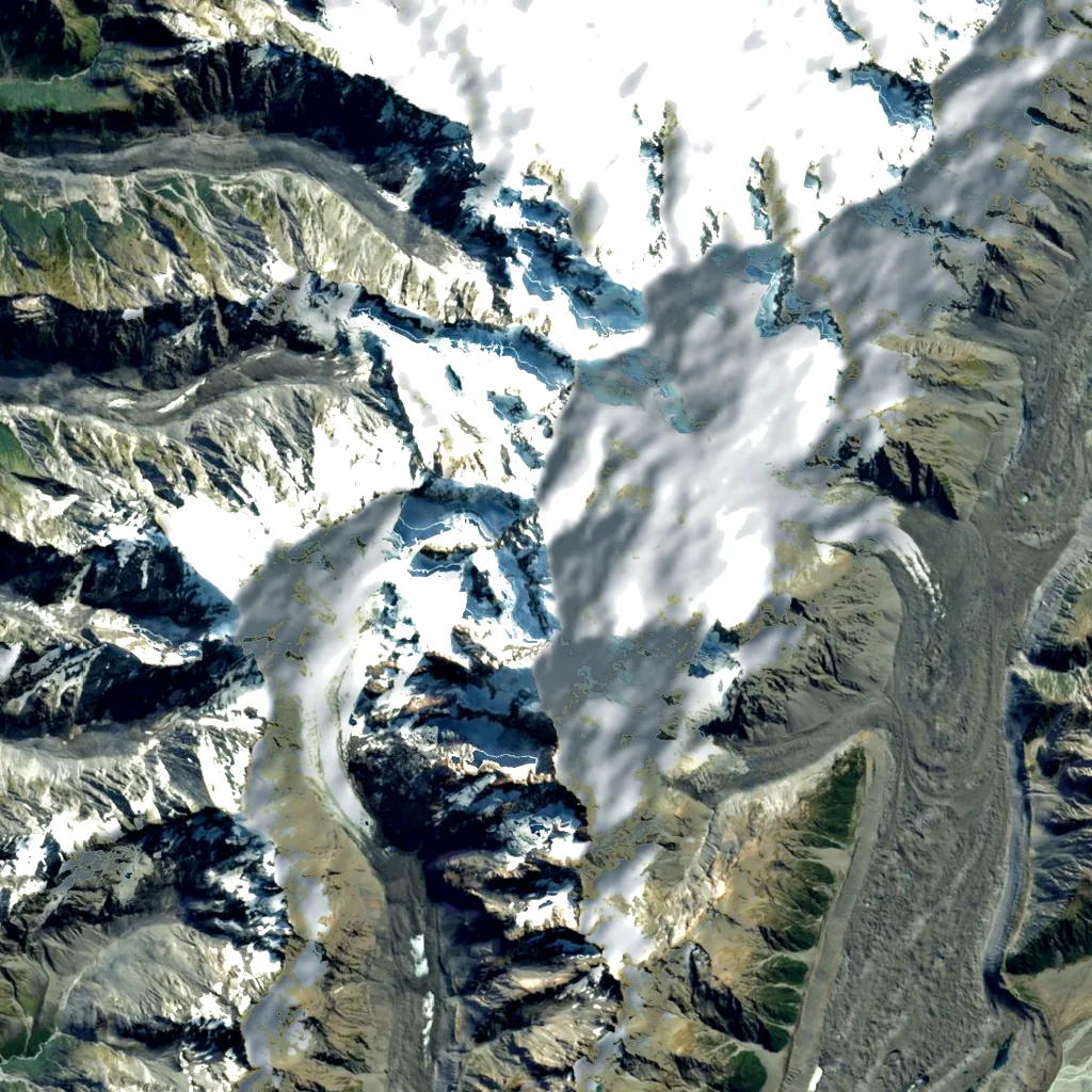 Aoraki / Mount Cook seen from above (Sentinel-2)