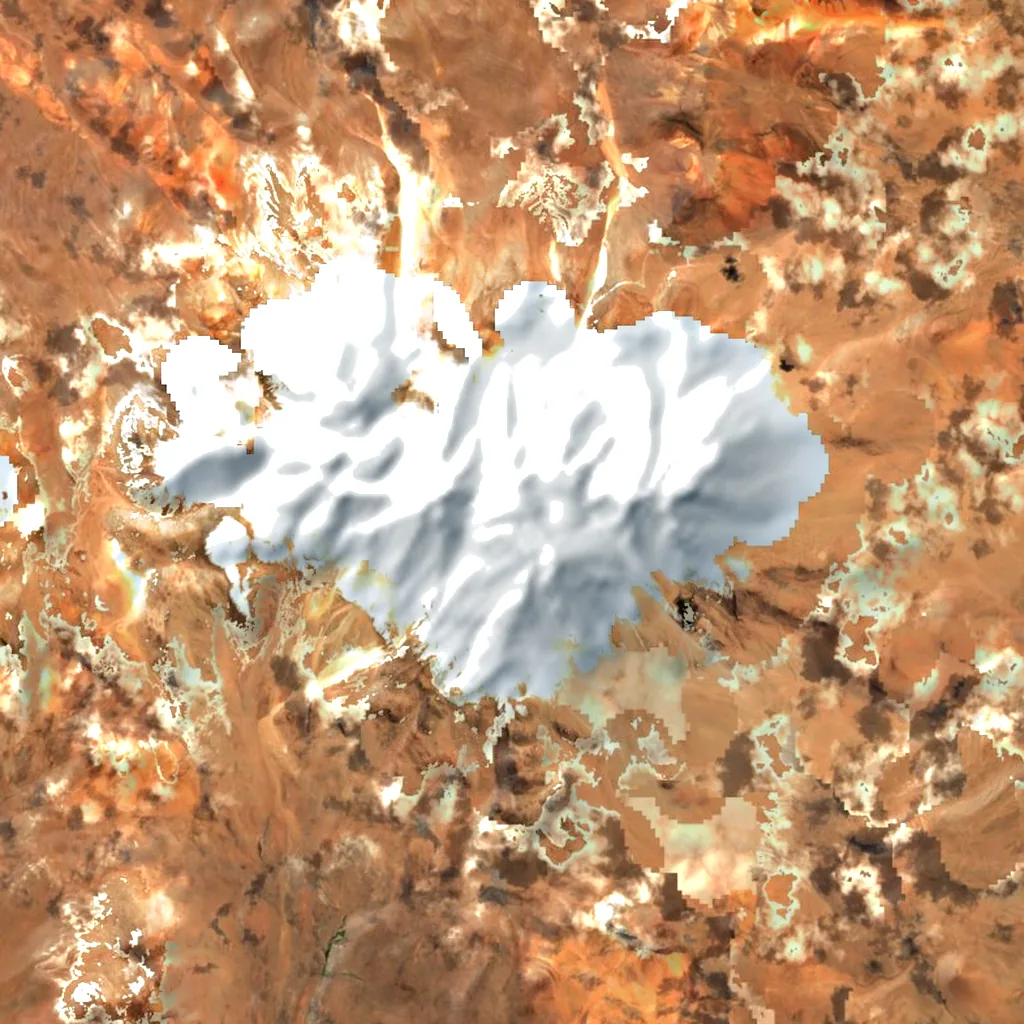 Aucanquilcha seen from above (Sentinel-2)