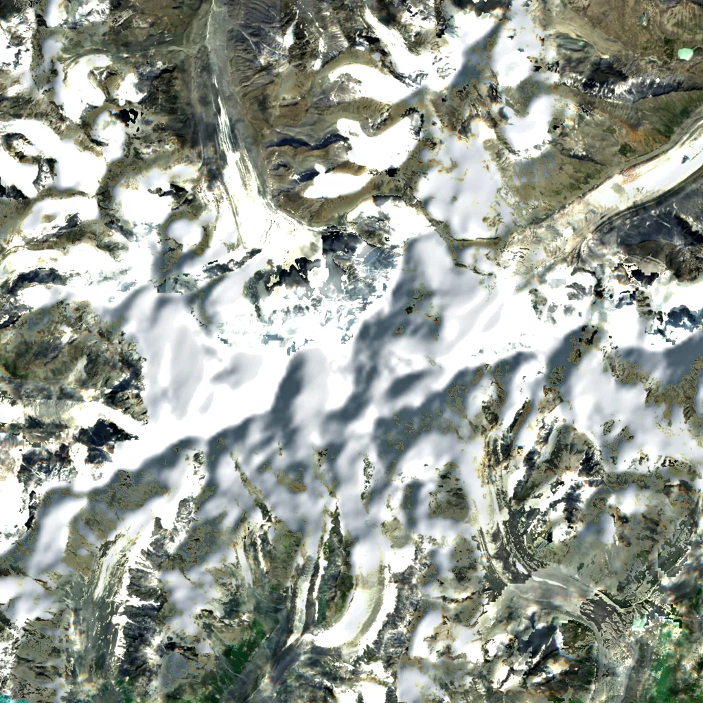 Belukha Mountain seen from above (Sentinel-2)