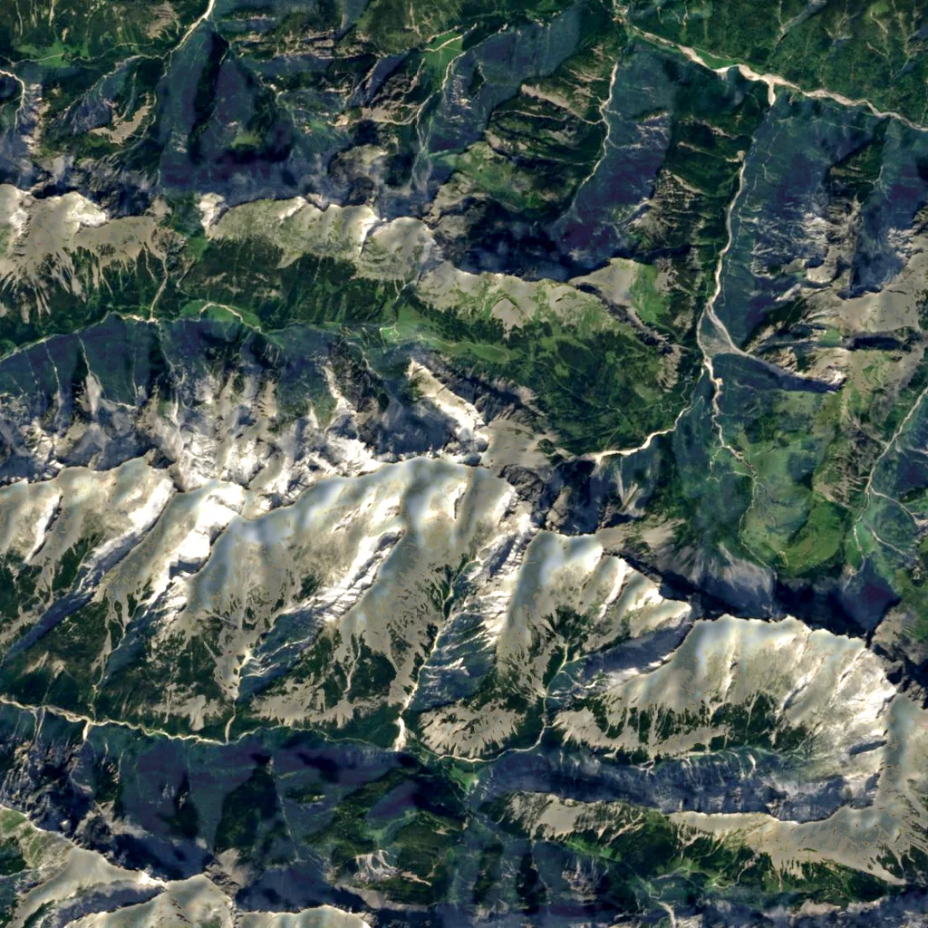 Birkkarspitze seen from above (Sentinel-2)