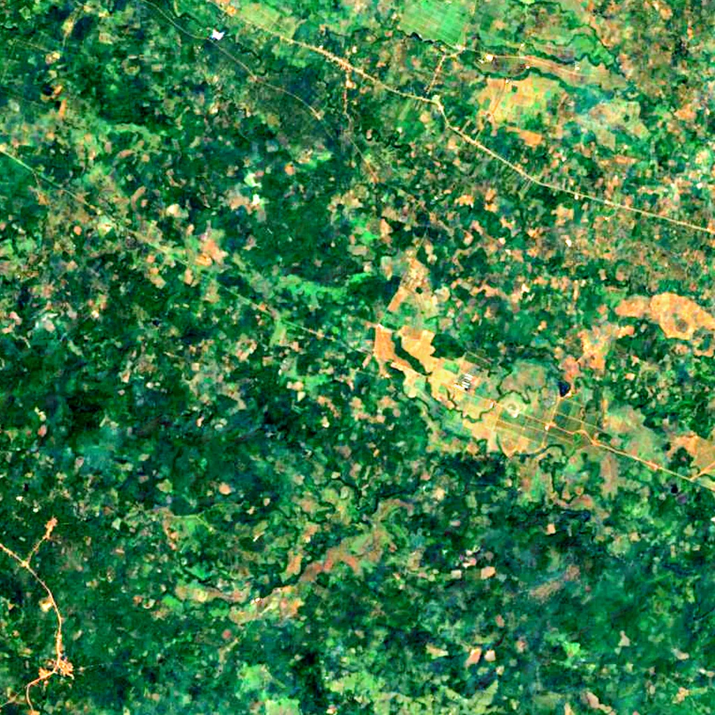 Bolaven Plateau seen from above (Sentinel-2)