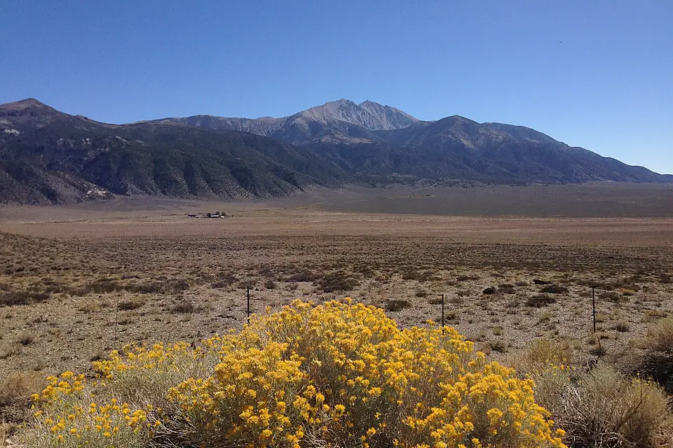 2013-09-19 14 23 31 View from US 6 of Boundary Peak and Montgomery Peak in the White Mountains of Nevada and California