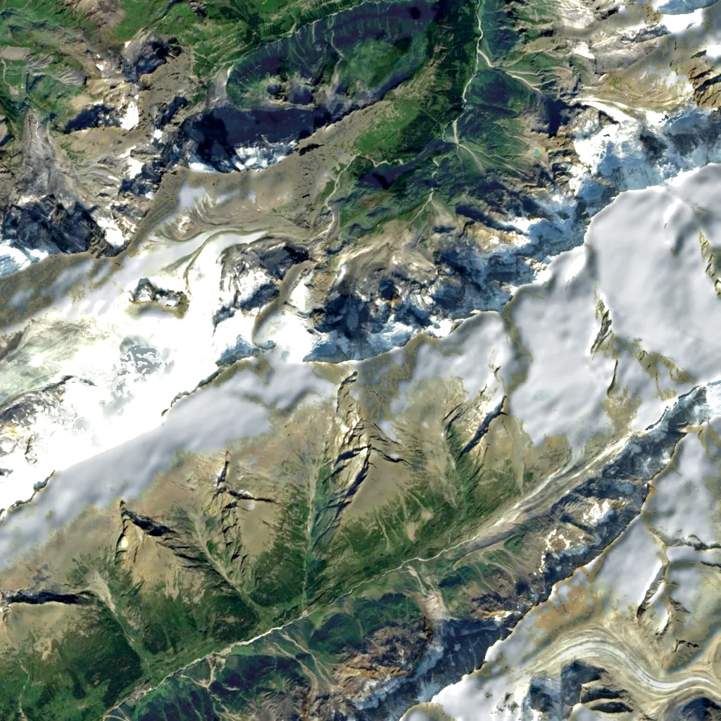 Breithorn seen from above (Sentinel-2)