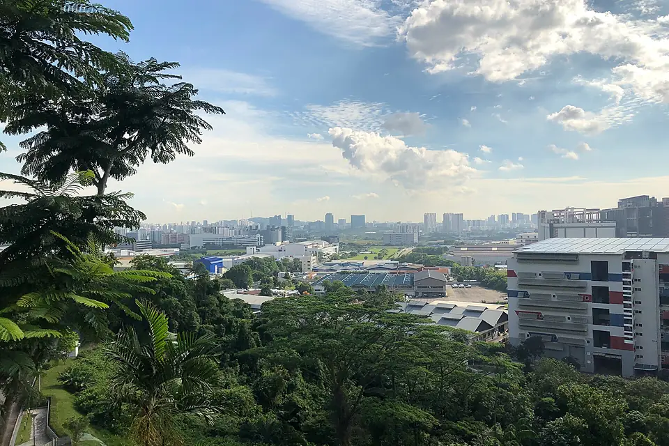 Looking east from the top of Jurong Hill Tower with Bukit Timah visible in the distance
