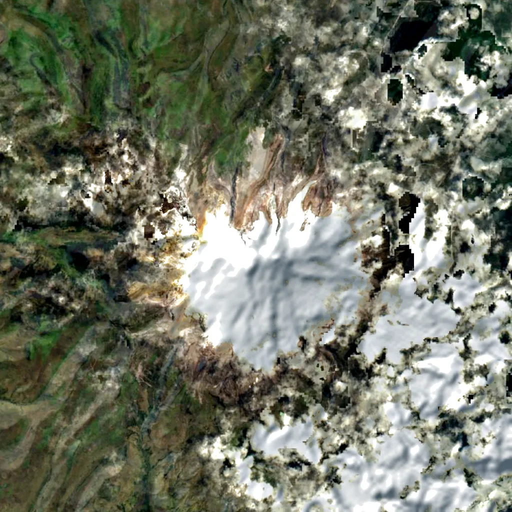 Cayambe seen from above (Sentinel-2)