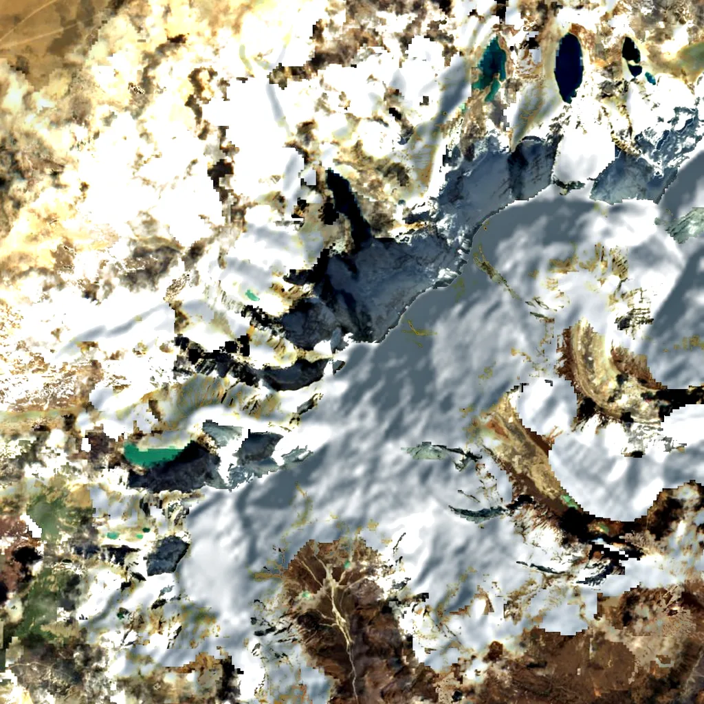 Chomolhari seen from above (Sentinel-2)