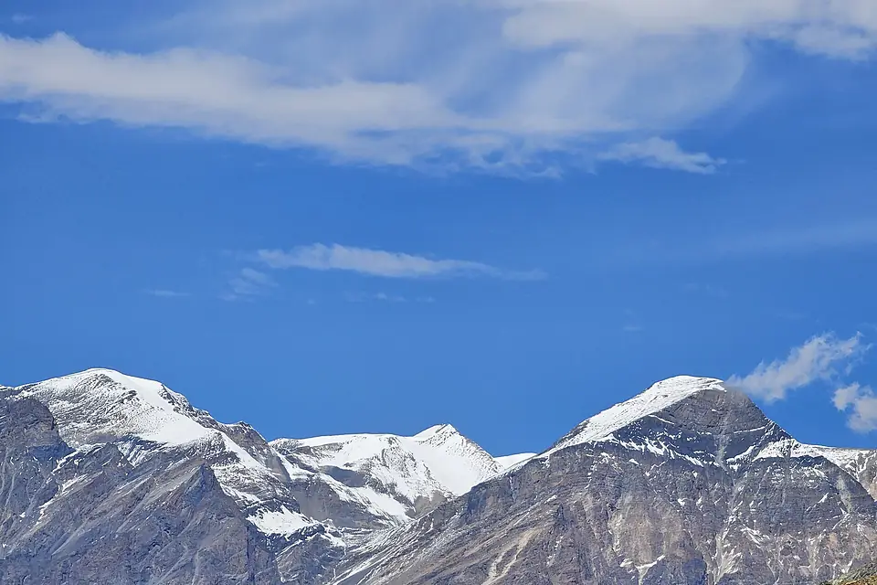 A close-up view of Dhaulagiri (8,167 m - 26,795 ft), the world's seventh-highest mountain, located in Mustang District, Nepal.