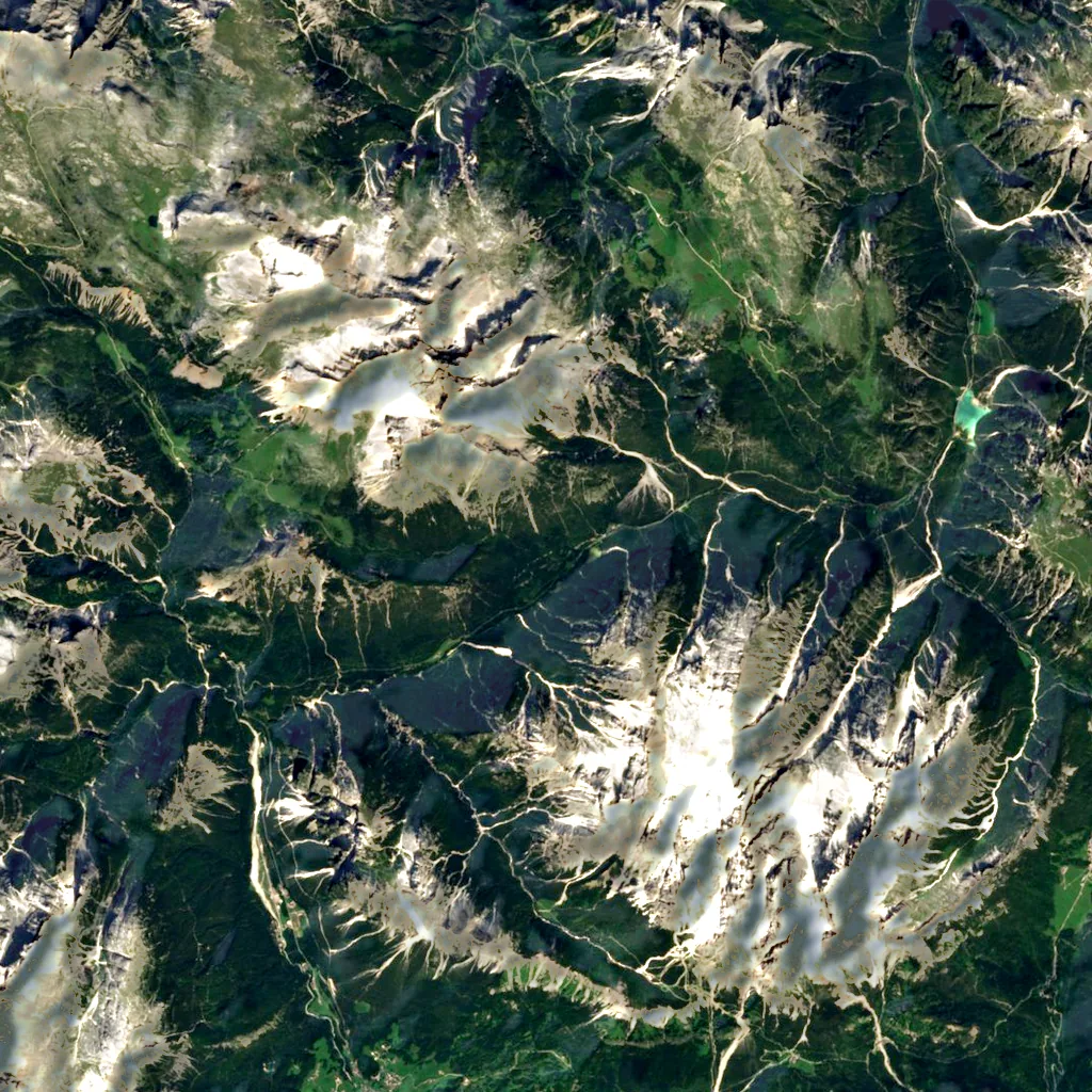 Dolomites seen from above (Sentinel-2)