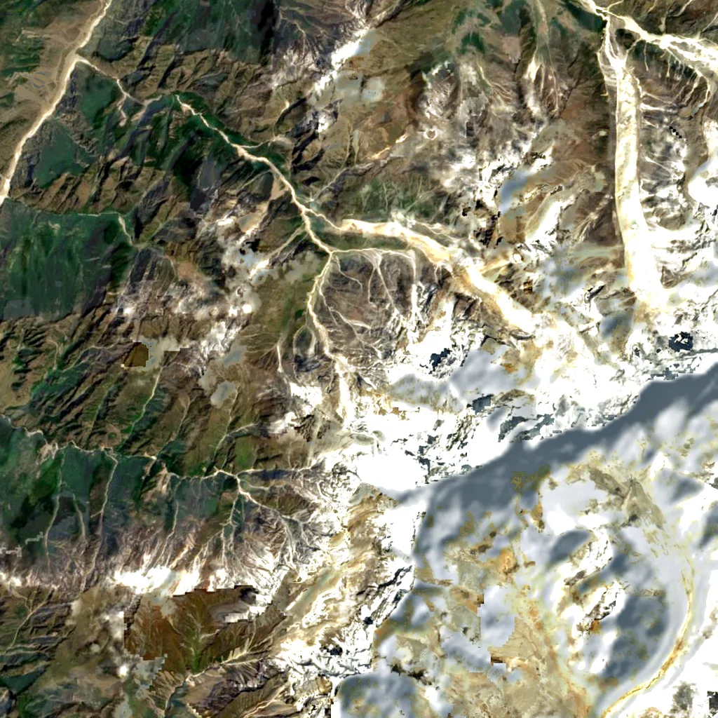 Dunagiri seen from above (Sentinel-2)