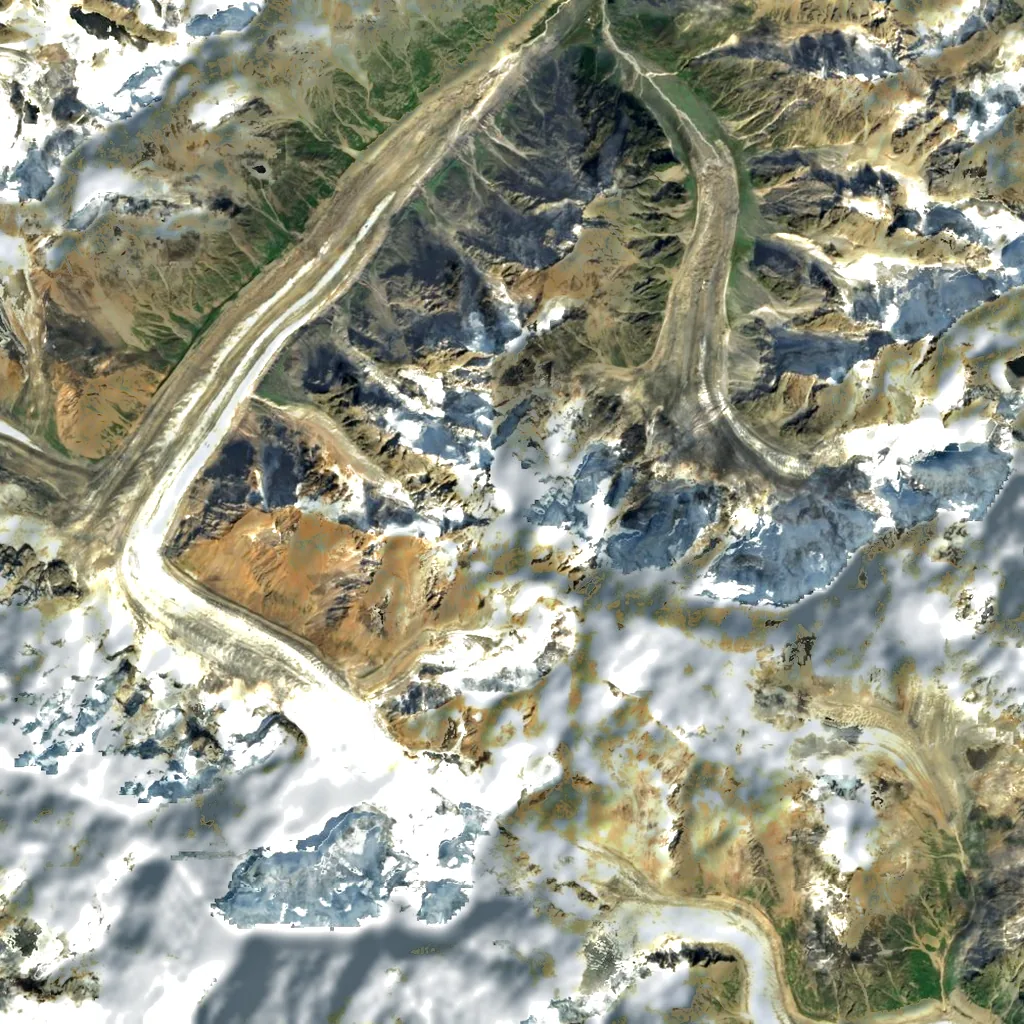 Dykh-Tau seen from above (Sentinel-2)