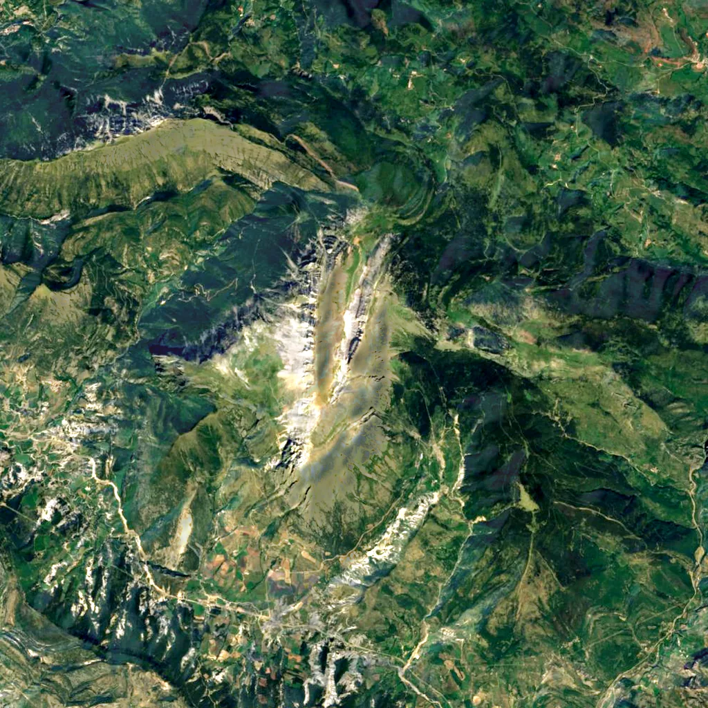 El Turbón seen from above (Sentinel-2)