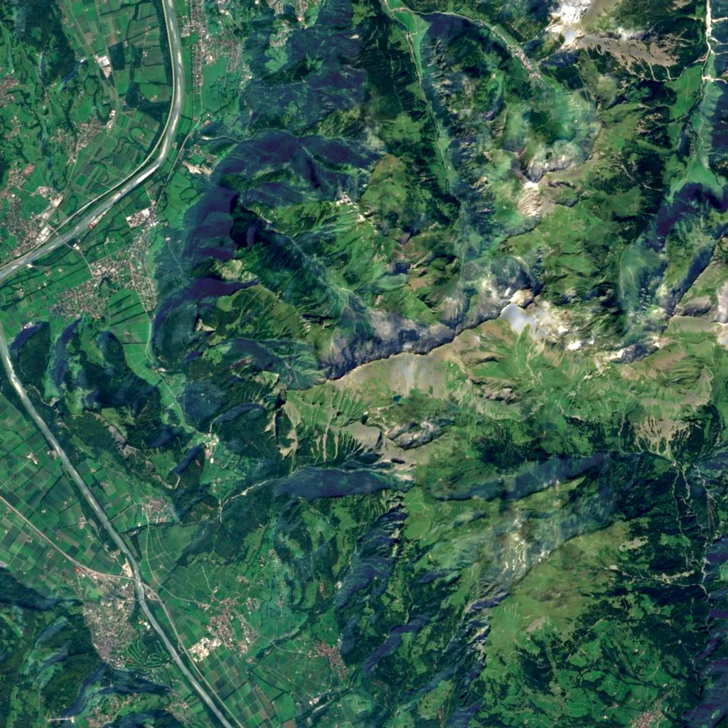 Falknis seen from above (Sentinel-2)