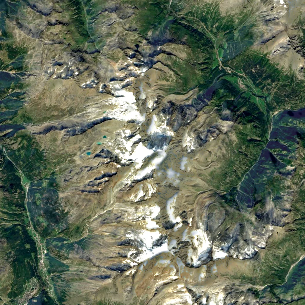 Fletschhorn seen from above (Sentinel-2)
