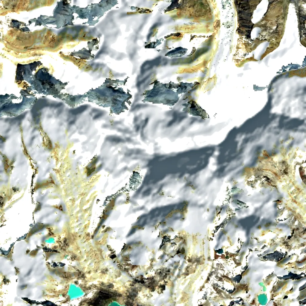 Gangkhar Puensum seen from above (Sentinel-2)