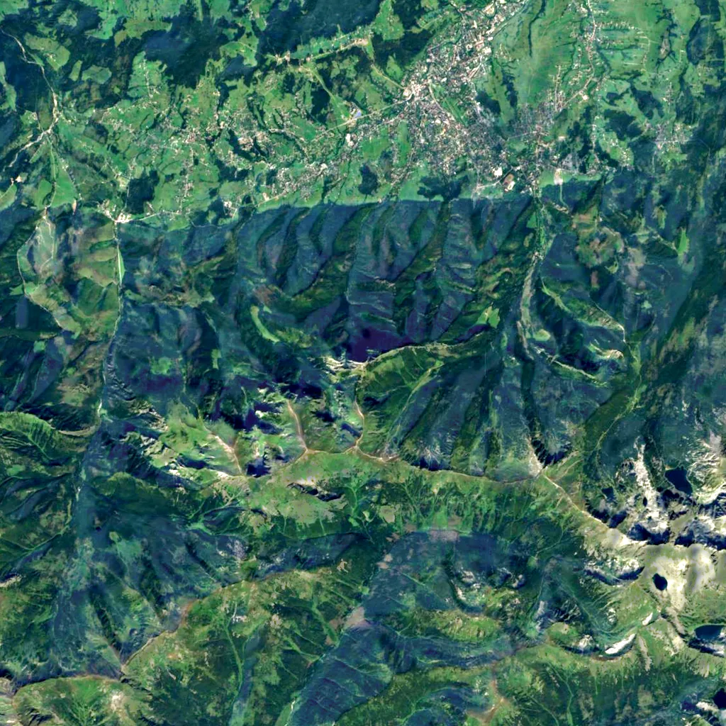 Giewont seen from above (Sentinel-2)