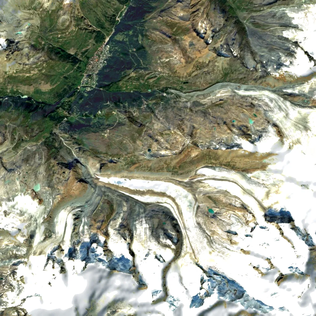 Gornergrat seen from above (Sentinel-2)
