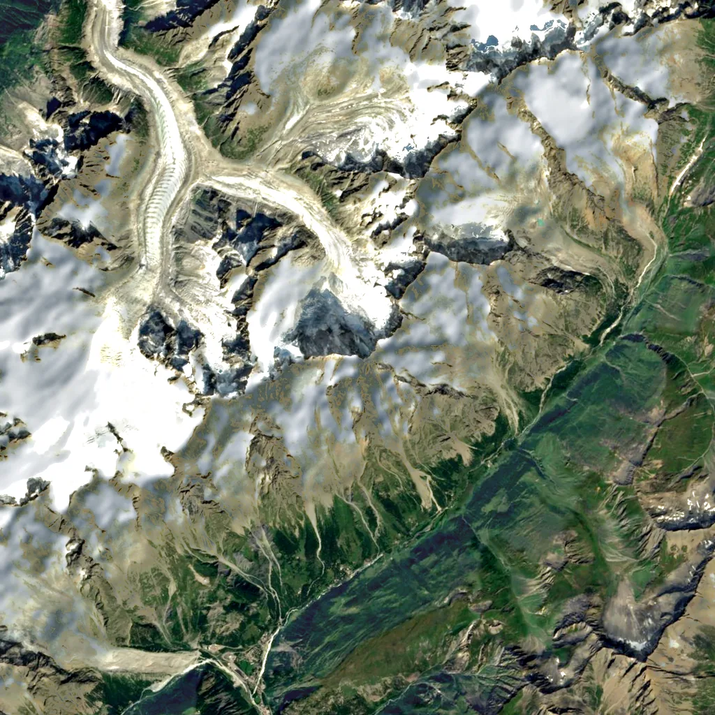 Grandes Jorasses seen from above (Sentinel-2)