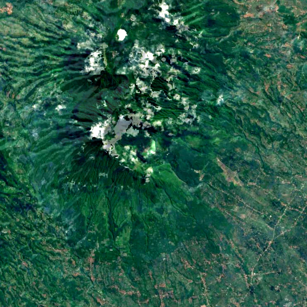 Gunung Galunggung seen from above (Sentinel-2)