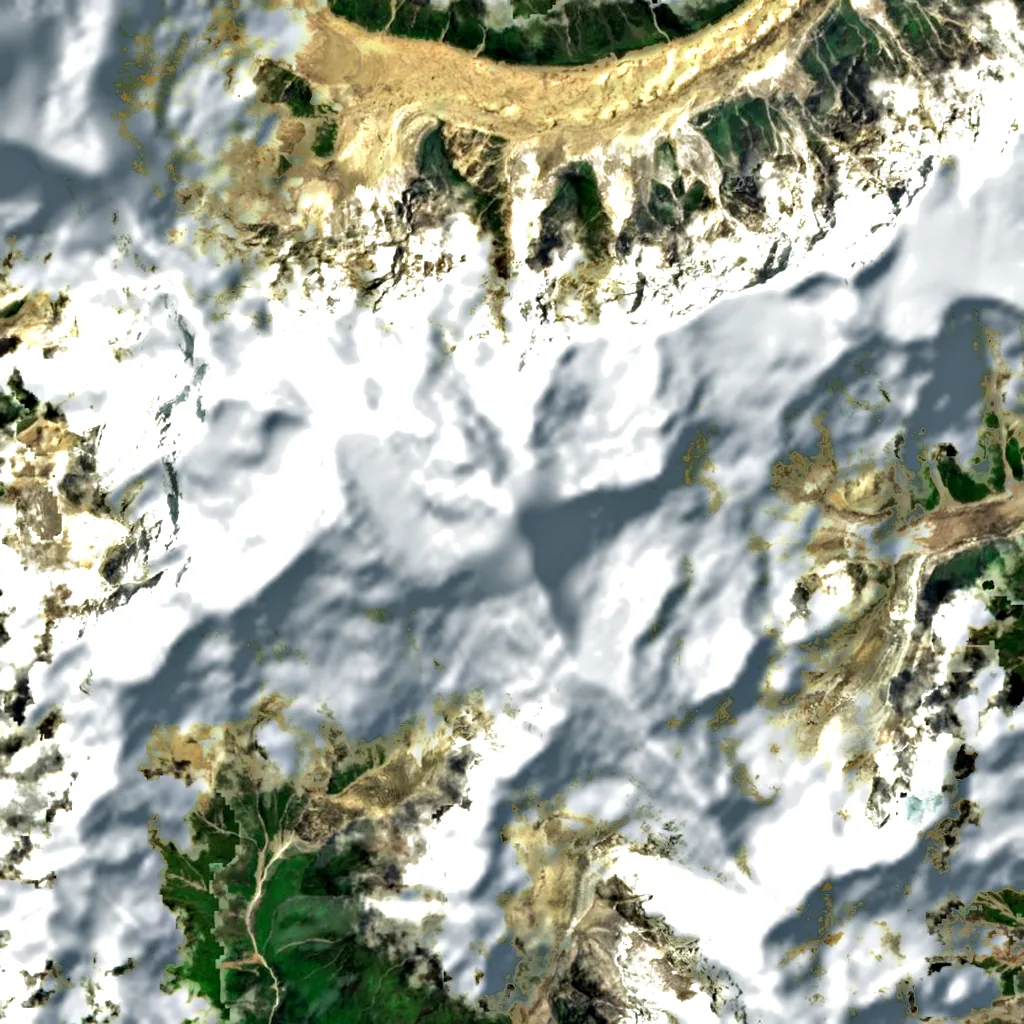 Himalchuli seen from above (Sentinel-2)