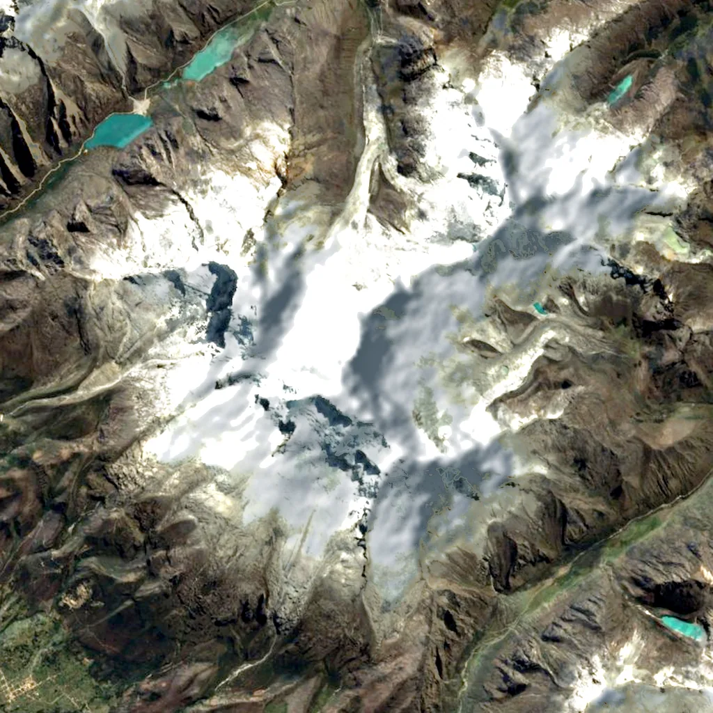 Huascarán seen from above (Sentinel-2)