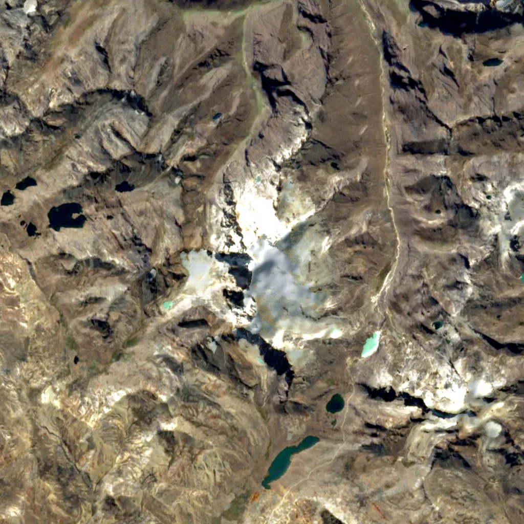 Huayna Potosí seen from above (Sentinel-2)