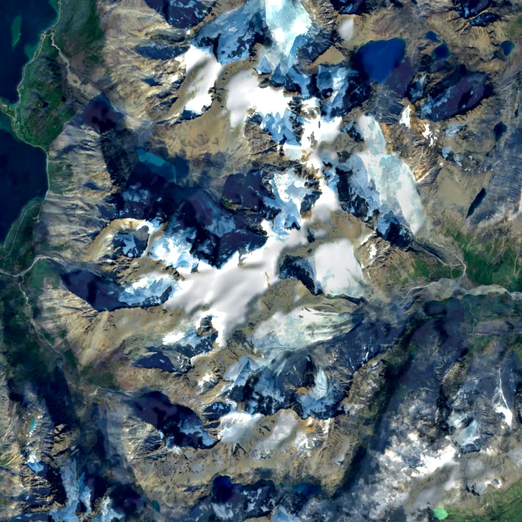 Jiehkkevárri seen from above (Sentinel-2)