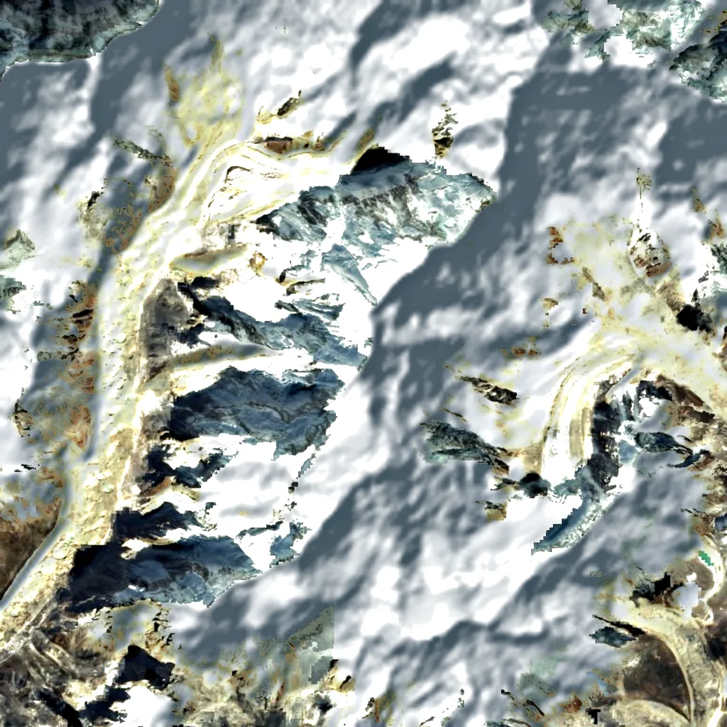 Kabru seen from above (Sentinel-2)