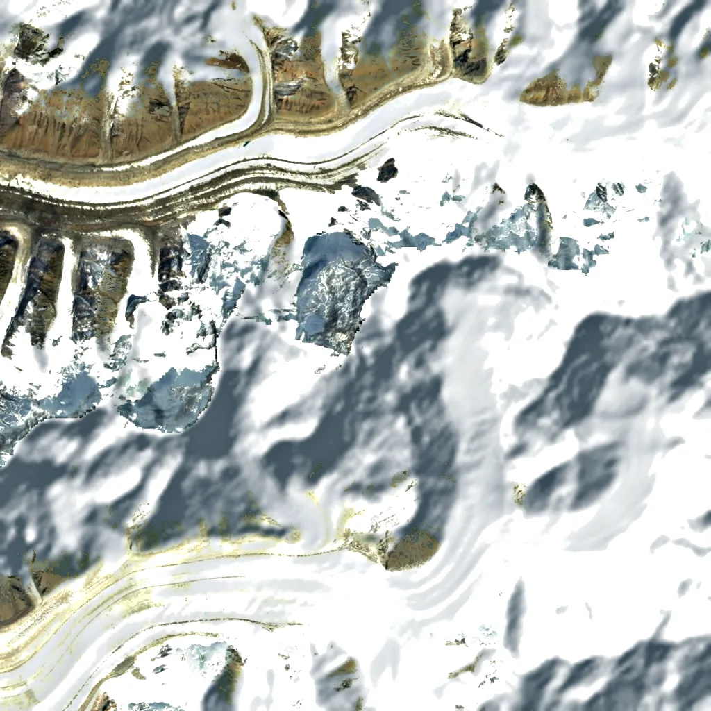 Khan Tengri seen from above (Sentinel-2)