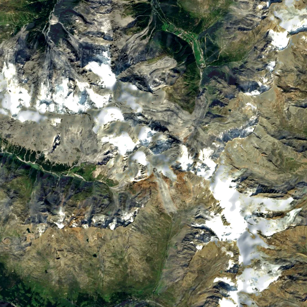 Königspitze seen from above (Sentinel-2)