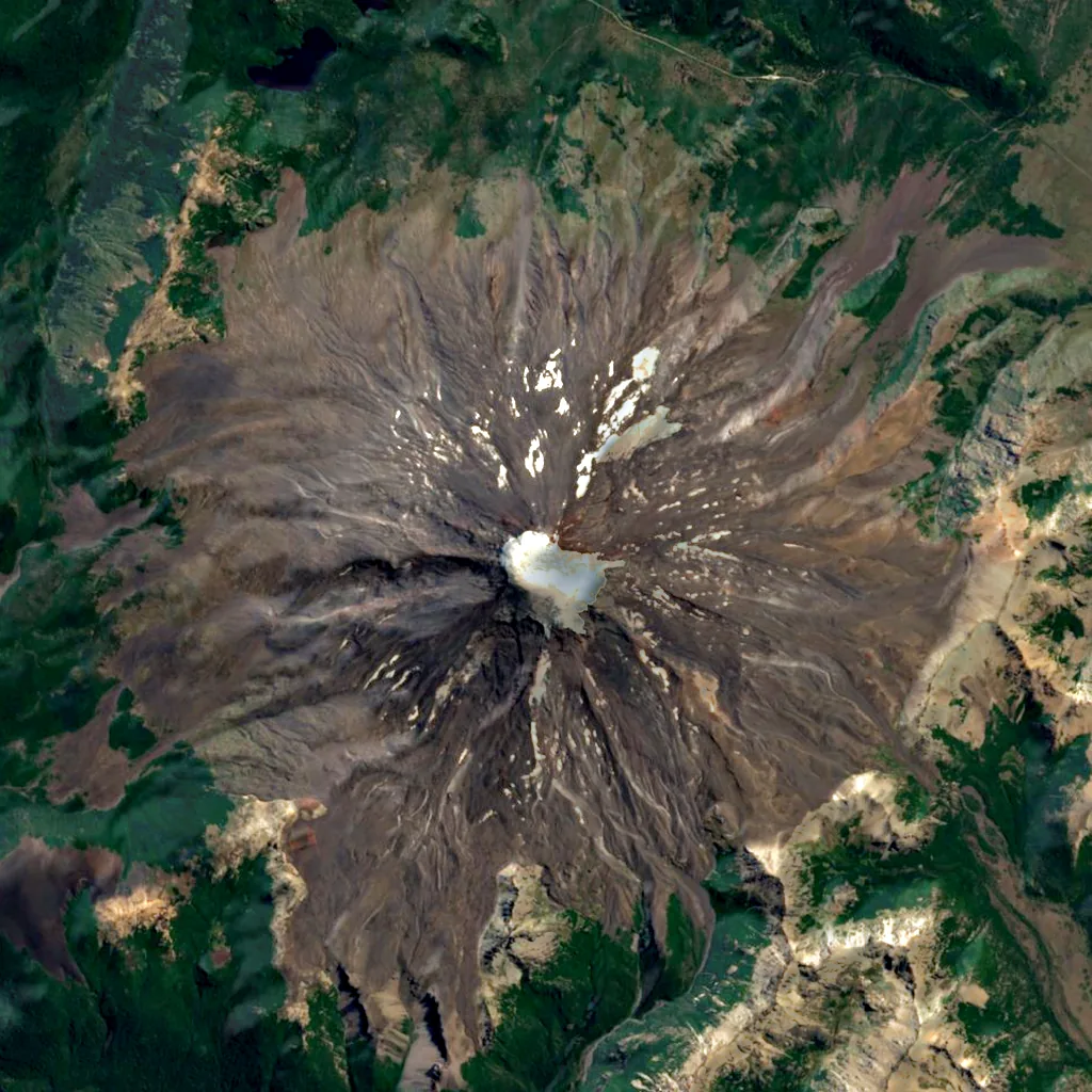 Lanín seen from above (Sentinel-2)