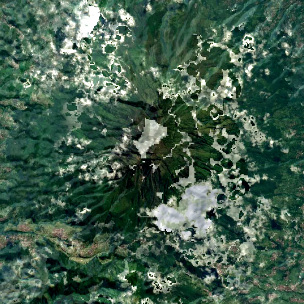 Lawu Mountain seen from above (Sentinel-2)