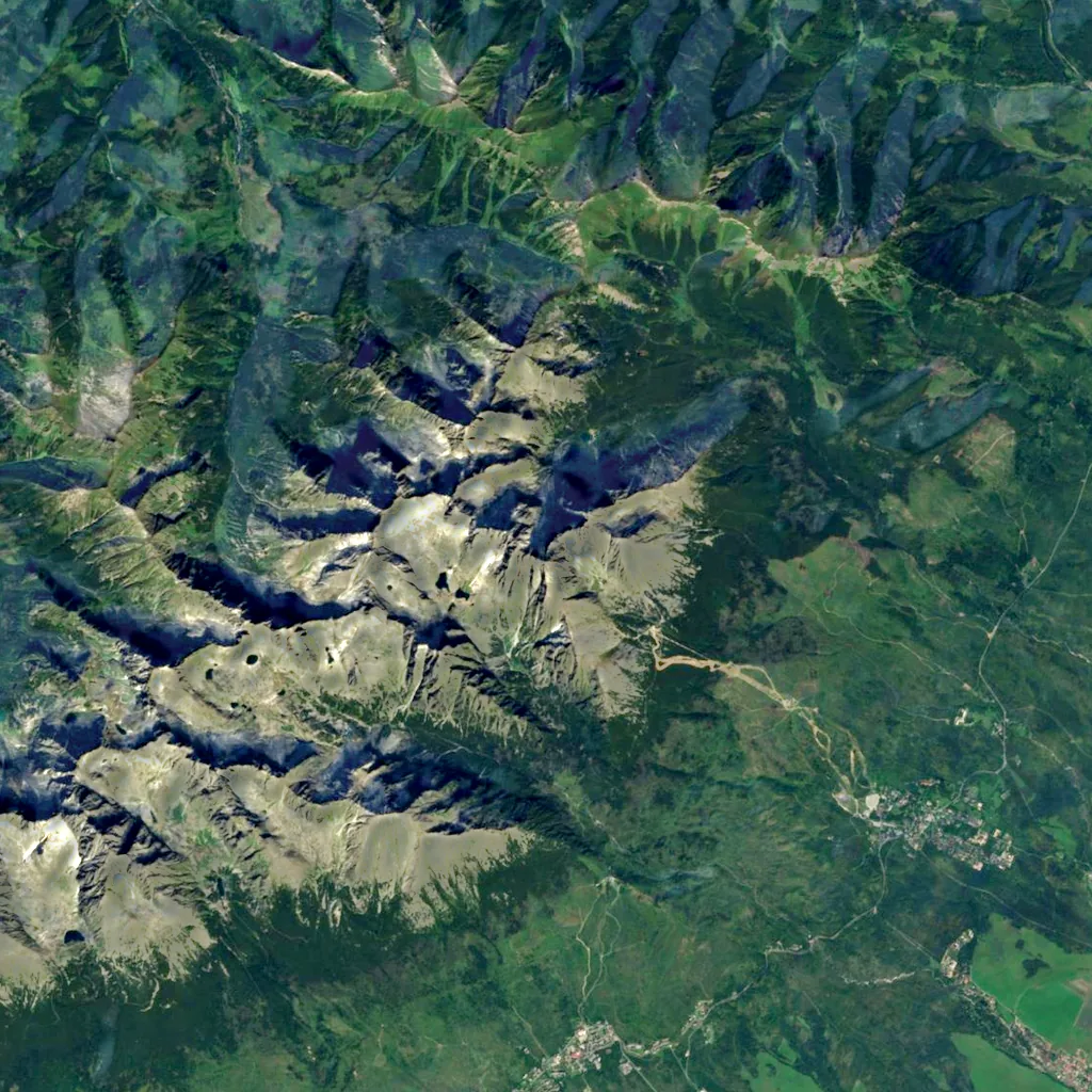 Lomnický štít seen from above (Sentinel-2)