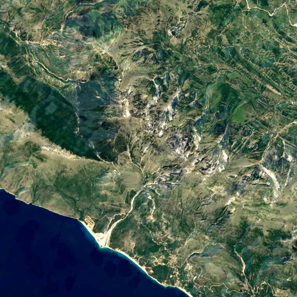 Mali i Çikës seen from above (Sentinel-2)