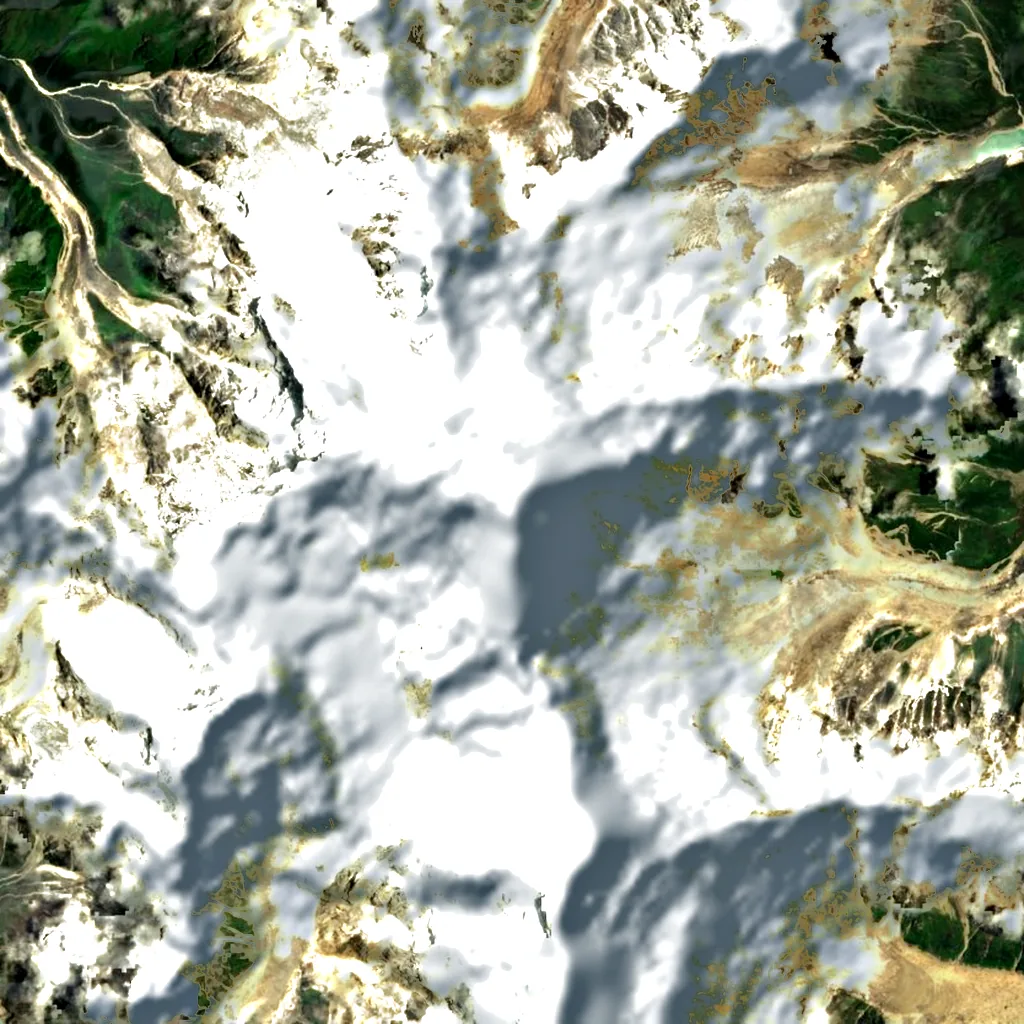 Manaslu seen from above (Sentinel-2)