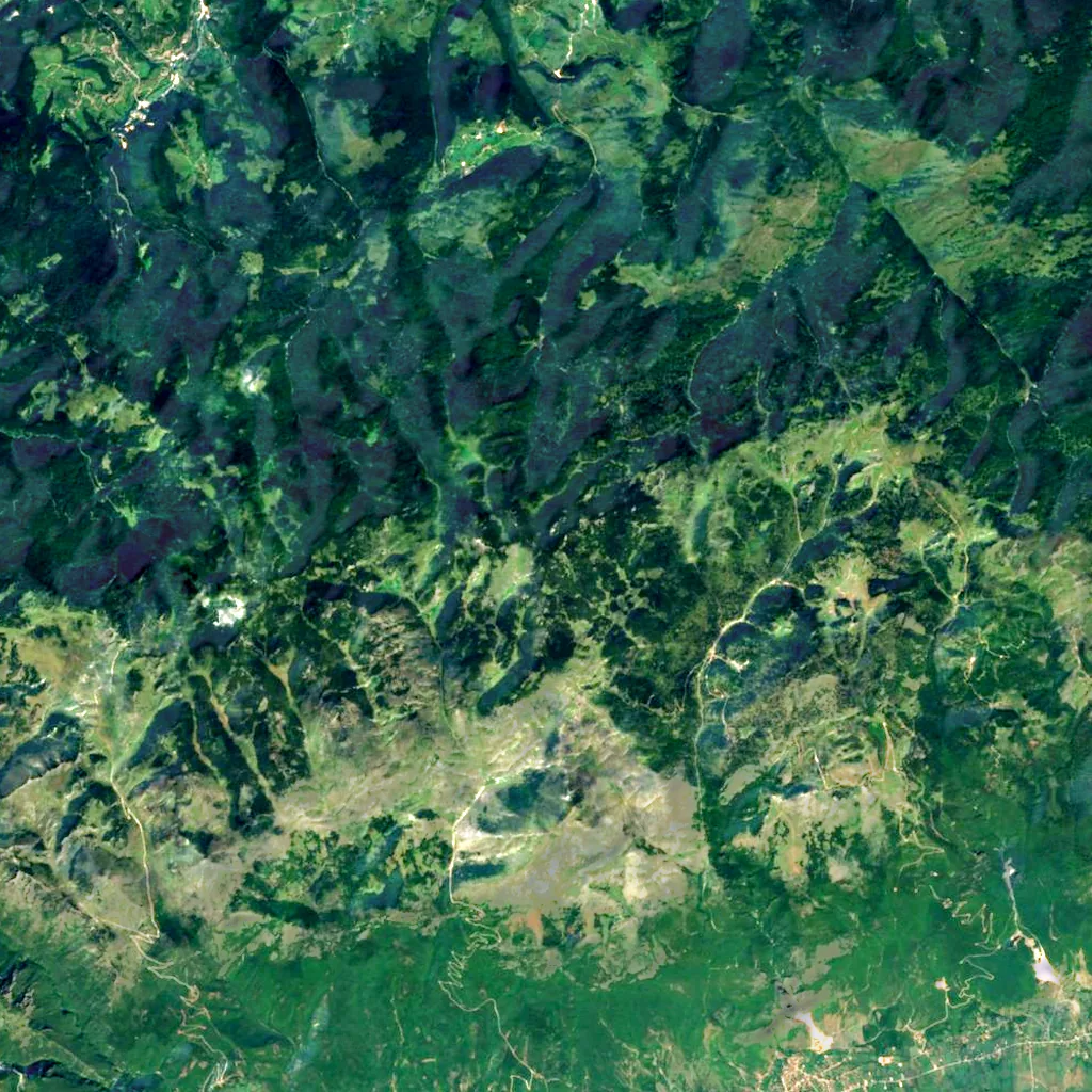 Mokra Gora seen from above (Sentinel-2)