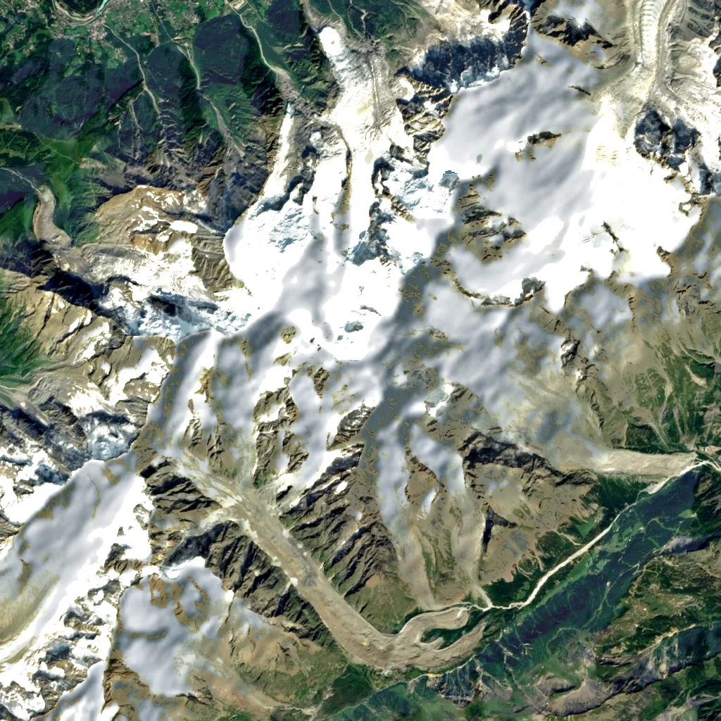 Mont Blanc seen from above (Sentinel-2)