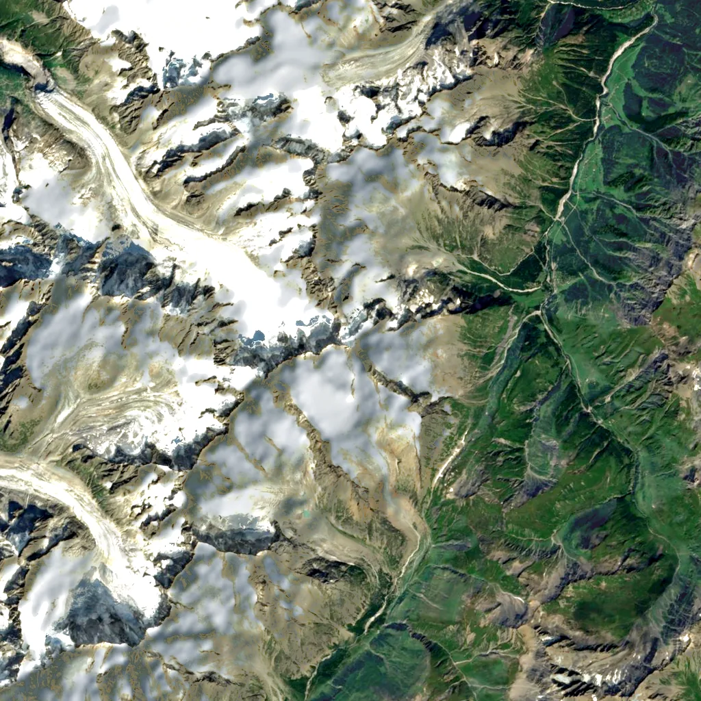 Mont Dolent seen from above (Sentinel-2)