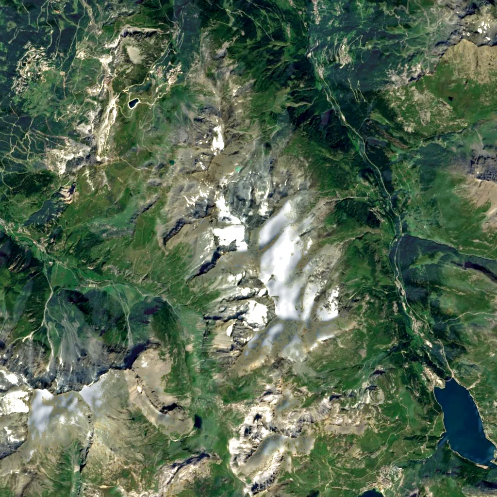Mont Pourri seen from above (Sentinel-2)