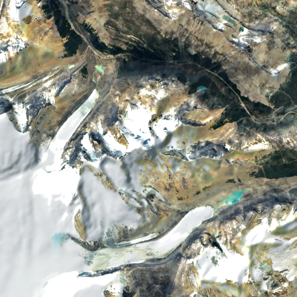 Mount Athabasca seen from above (Sentinel-2)