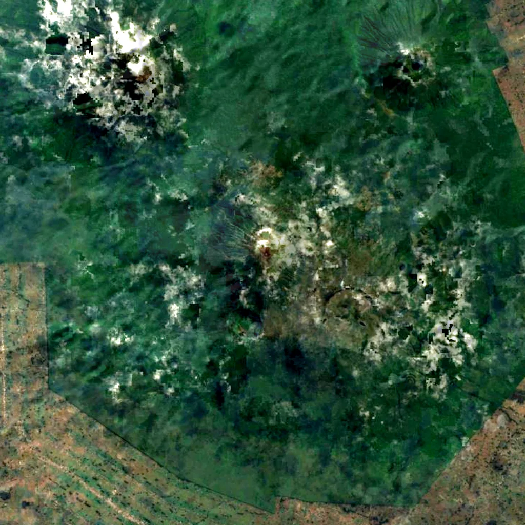 Mount Bisoke seen from above (Sentinel-2)