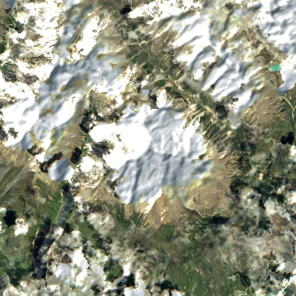 Mount Genyen seen from above (Sentinel-2)