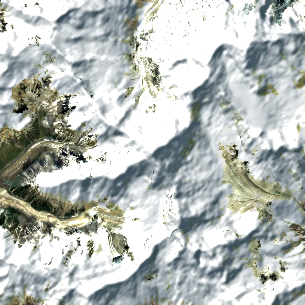 Mount Gongga seen from above (Sentinel-2)