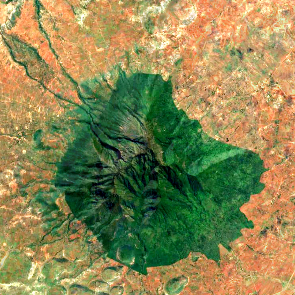 Mount Hanang seen from above (Sentinel-2)