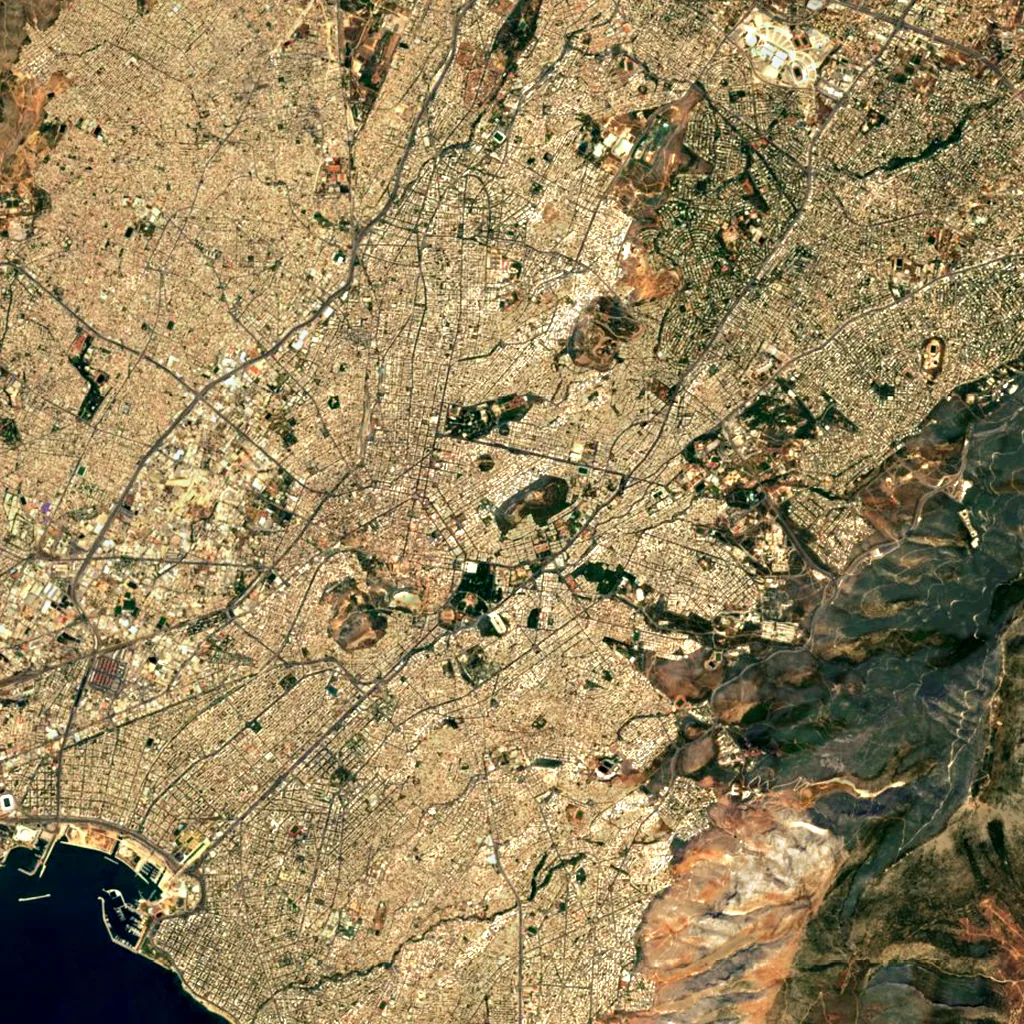 Mount Lycabettus seen from above (Sentinel-2)