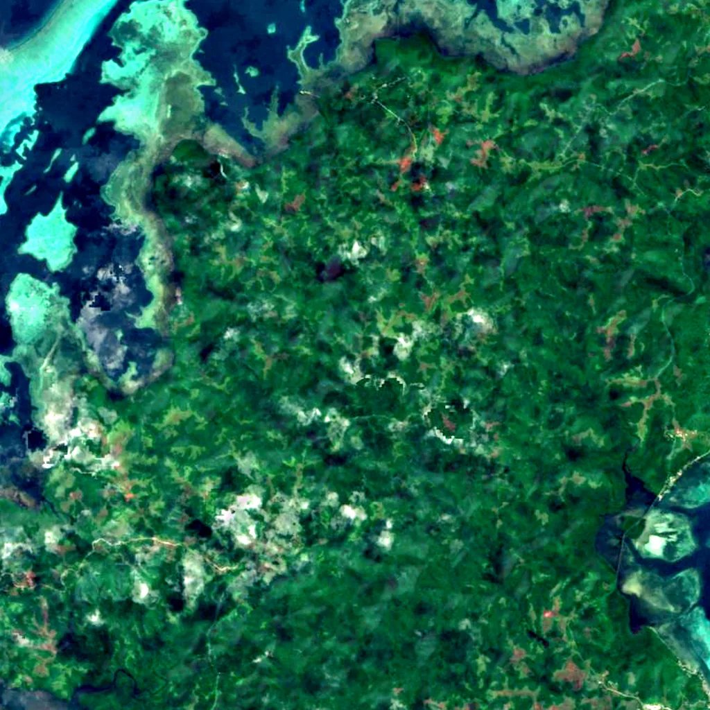 Mount Ngerchelchuus seen from above (Sentinel-2)